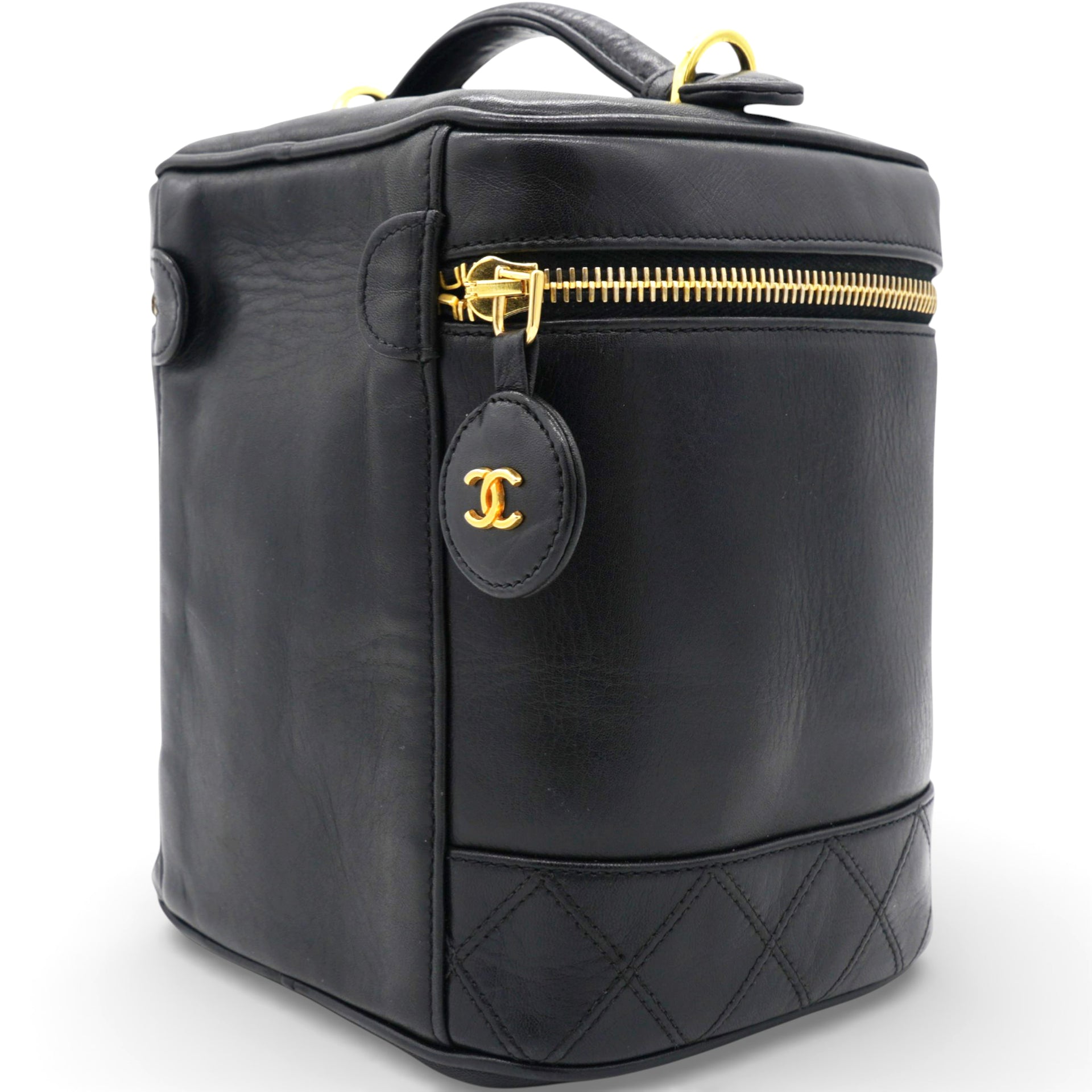 Chanel Lambskin Vanity Cosmetic Bag Black 