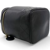 Chanel Lambskin Vanity Cosmetic Bag Black 