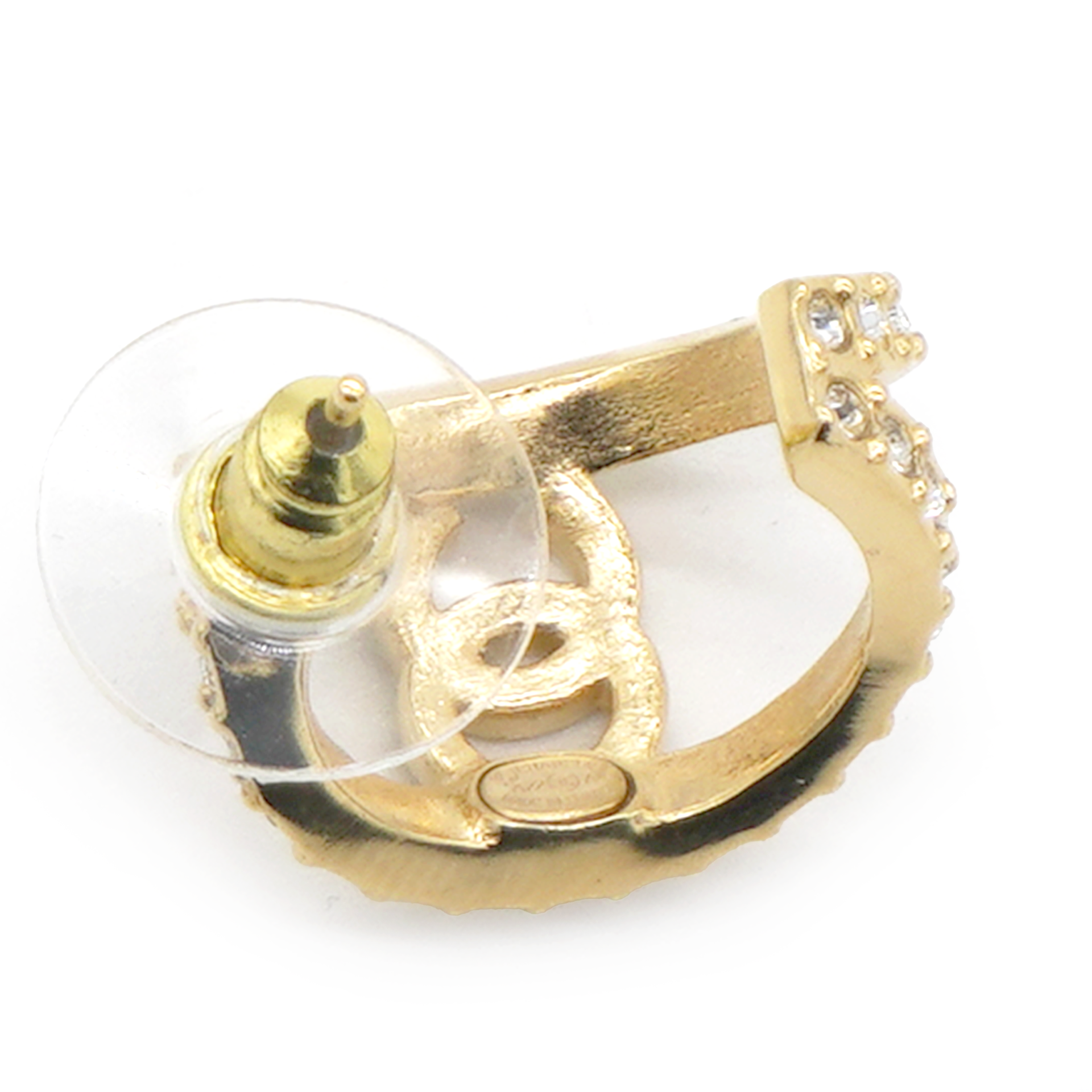 Chanel Logo CC And Gold Metal Strass Earrings Golden 