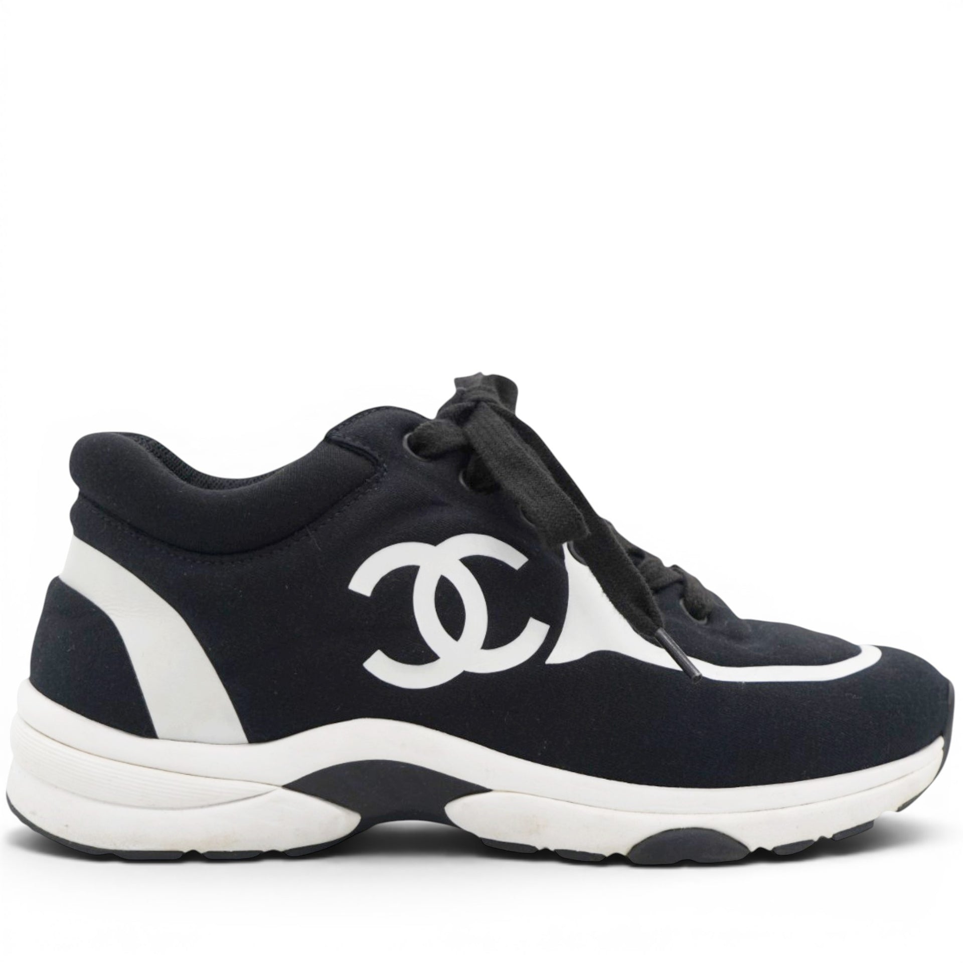 Chanel Lycra CC Sneakers Black Size37.5