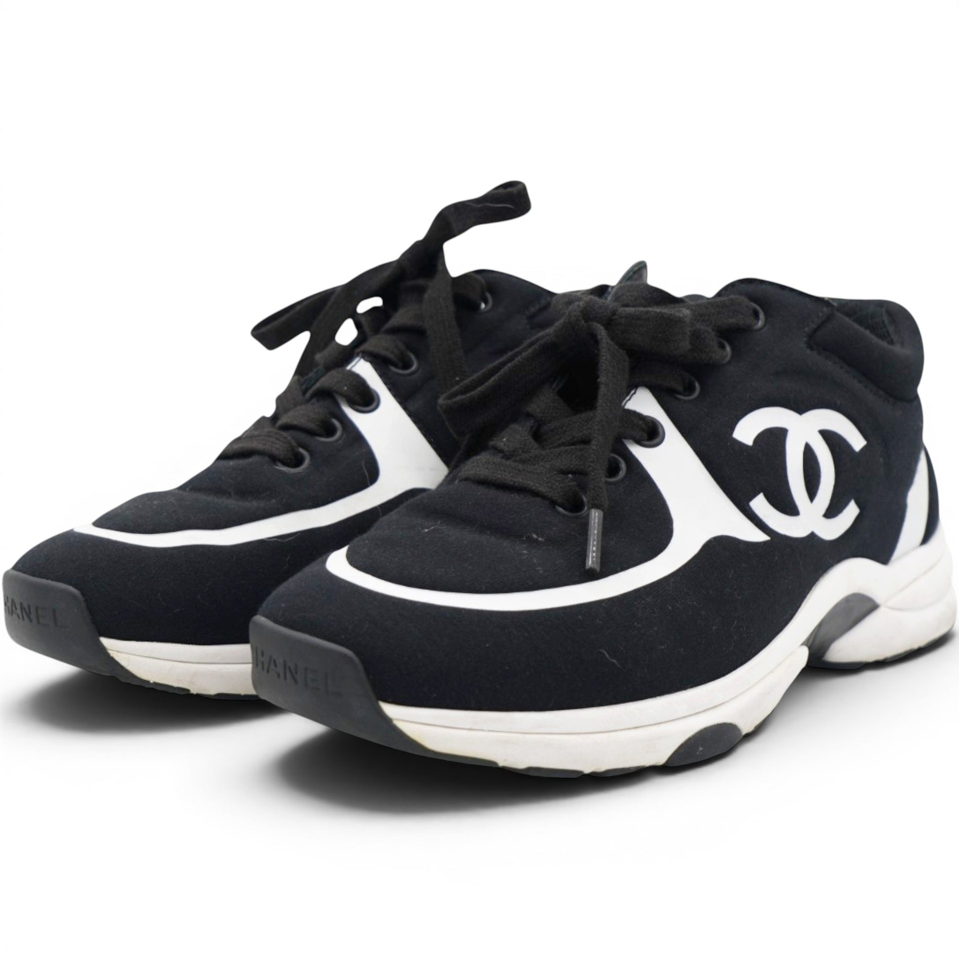 Chanel Lycra CC Sneakers Black Size37.5 