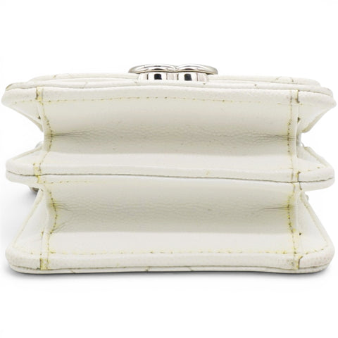 Chanel Micro Caviar Quilted Card Holder On Chain White 