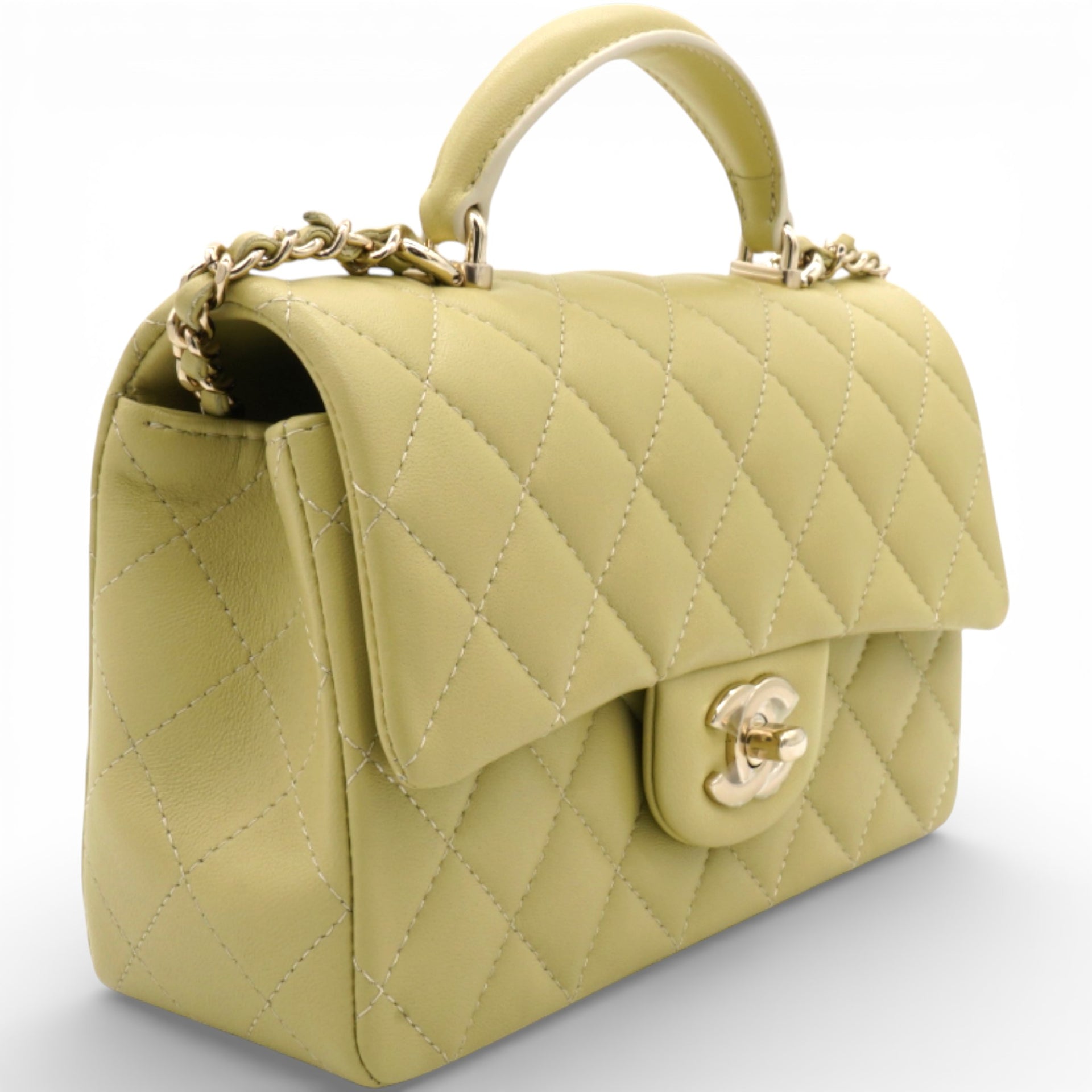 Chanel Mini Rectangular Top Handle Flap Bag Lambskin