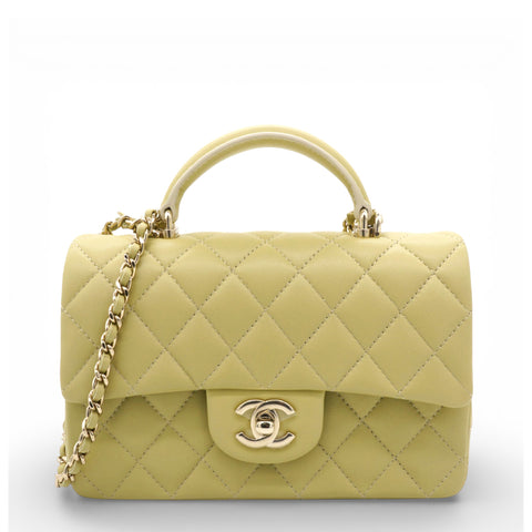 Chanel Mini Rectangular Top Handle Flap Bag Lambskin