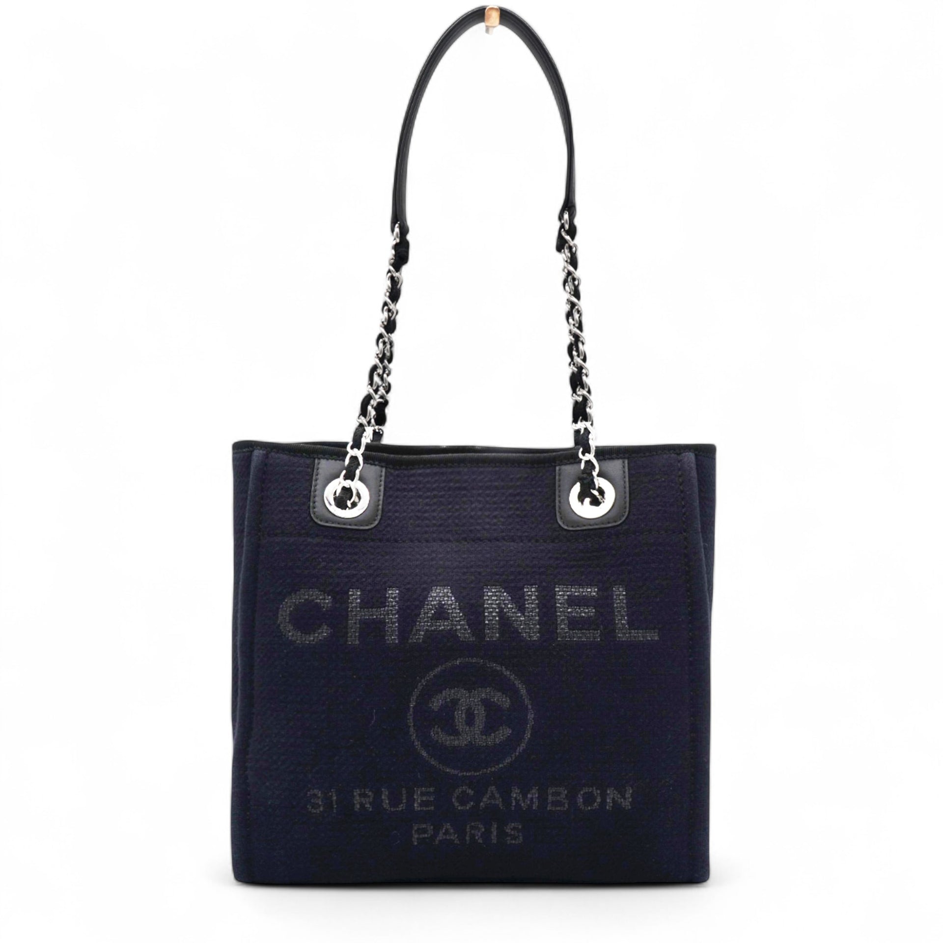 Chanel Mixed Fibers Small Deauville Tote Navy 