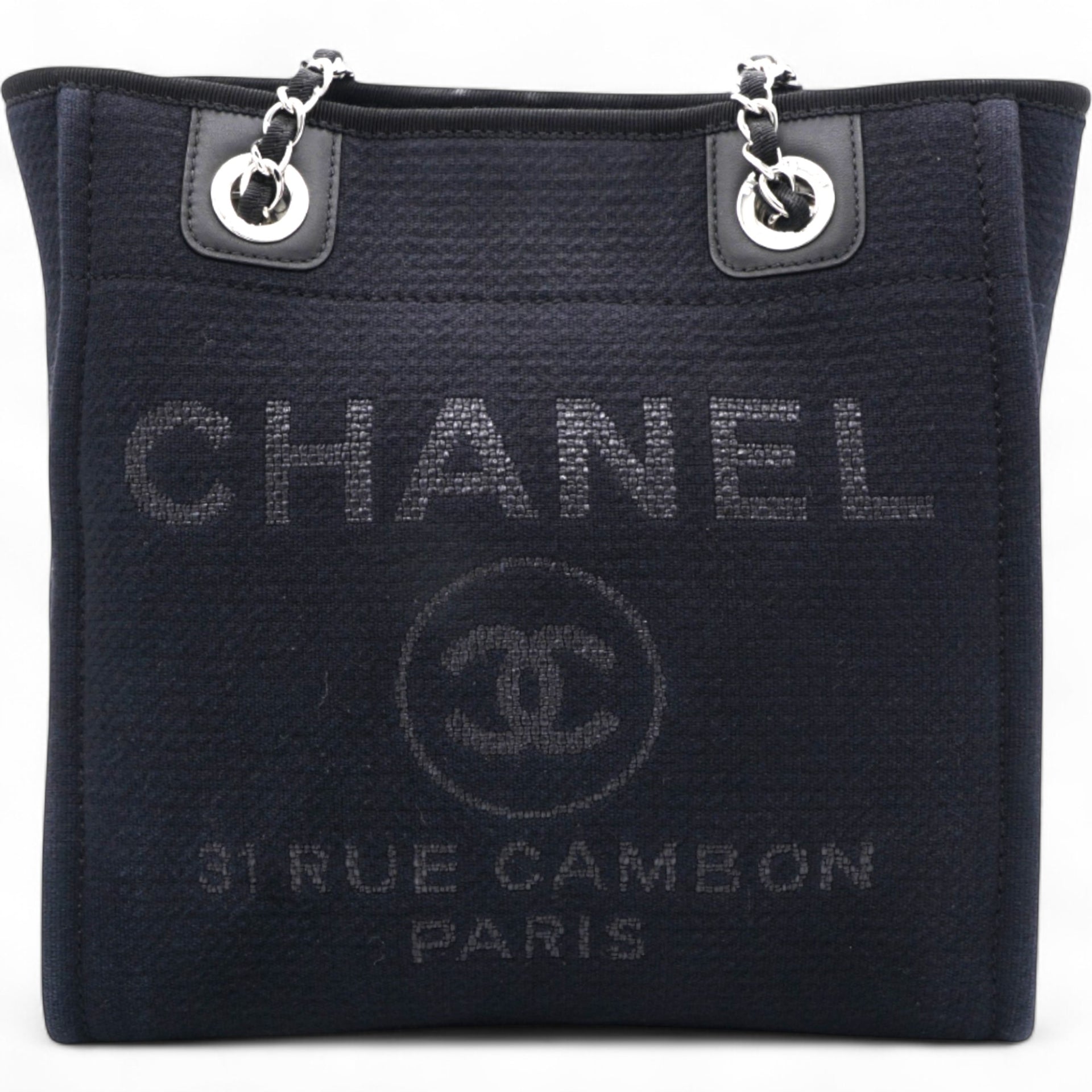 Chanel Mixed Fibers Small Deauville Tote Navy 