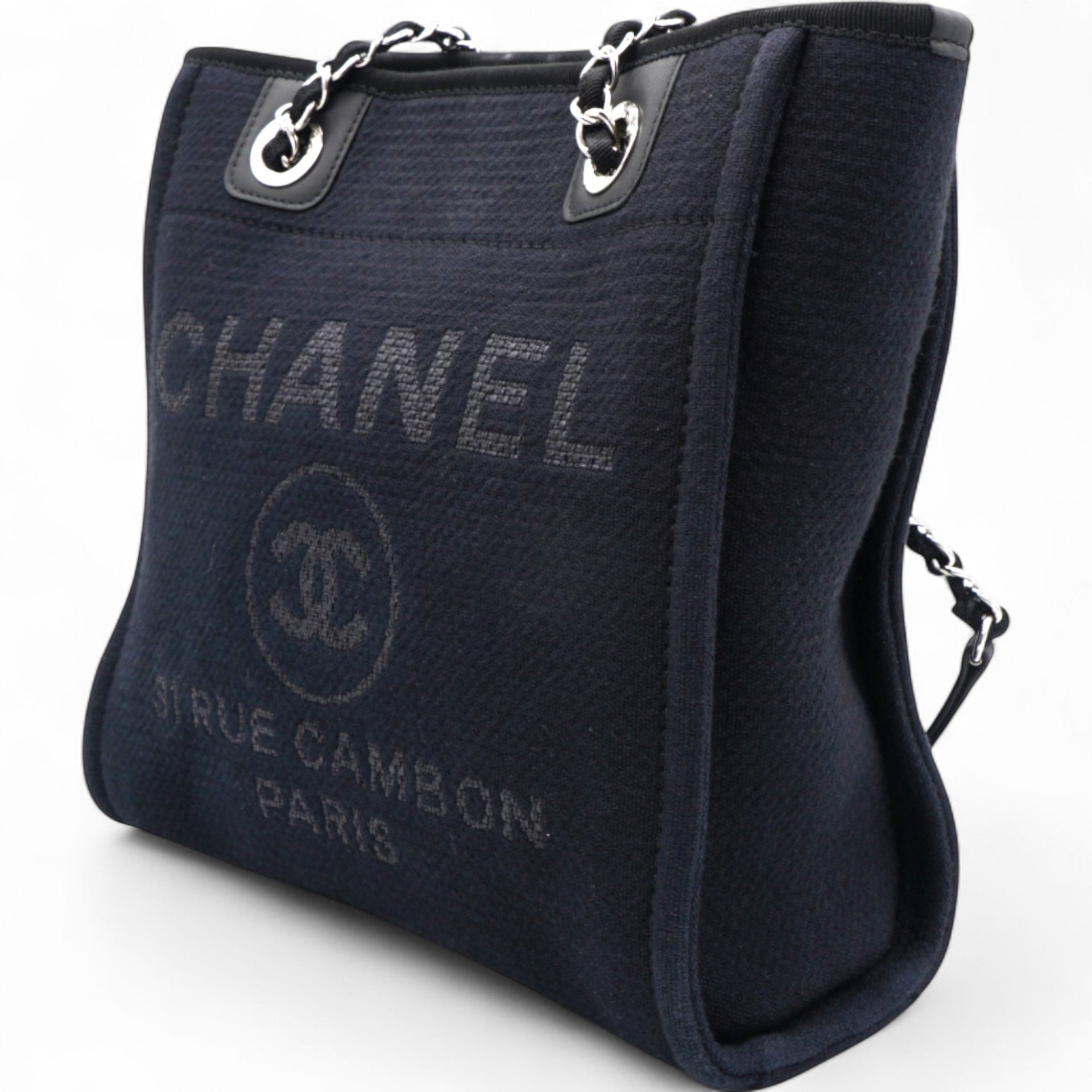 Chanel Mixed Fibers Small Deauville Tote Navy 