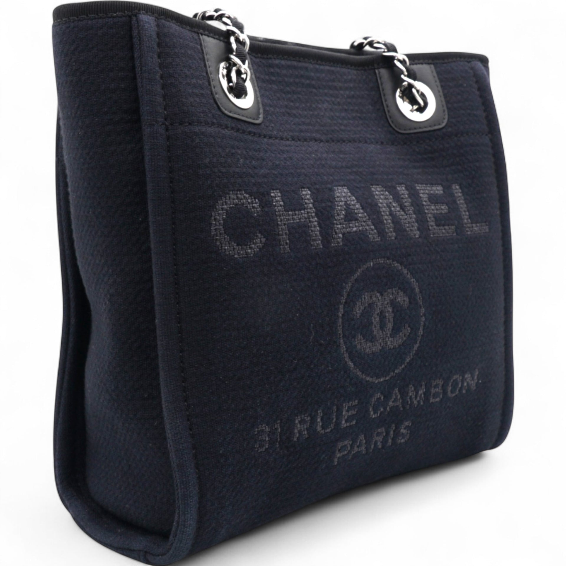 Chanel Mixed Fibers Small Deauville Tote Navy 