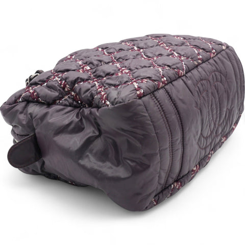 Chanel Nylon Quilted Tweed Stitch Bubble Camera Case Purple 