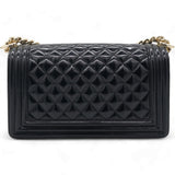  Chanel Patent Calfskin Quilted Medium Boy Flap Black 