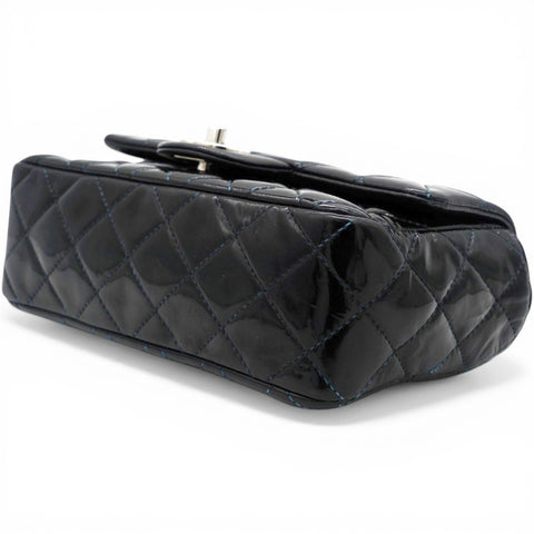 Chanel Patent Leather Quilted Mini Rectangular Flap Black 