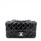 Chanel Patent Leather Quilted Mini Rectangular Flap Black 