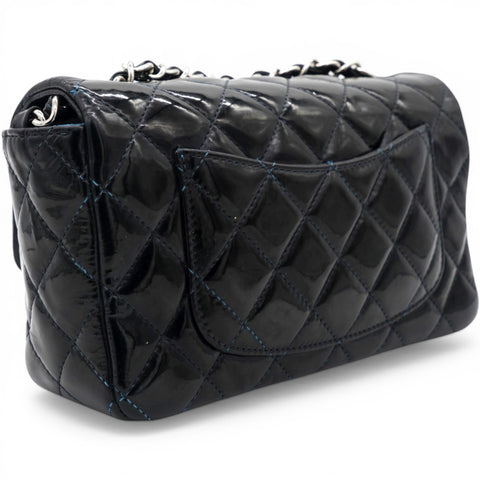 Chanel Patent Leather Quilted Mini Rectangular Flap Black 
