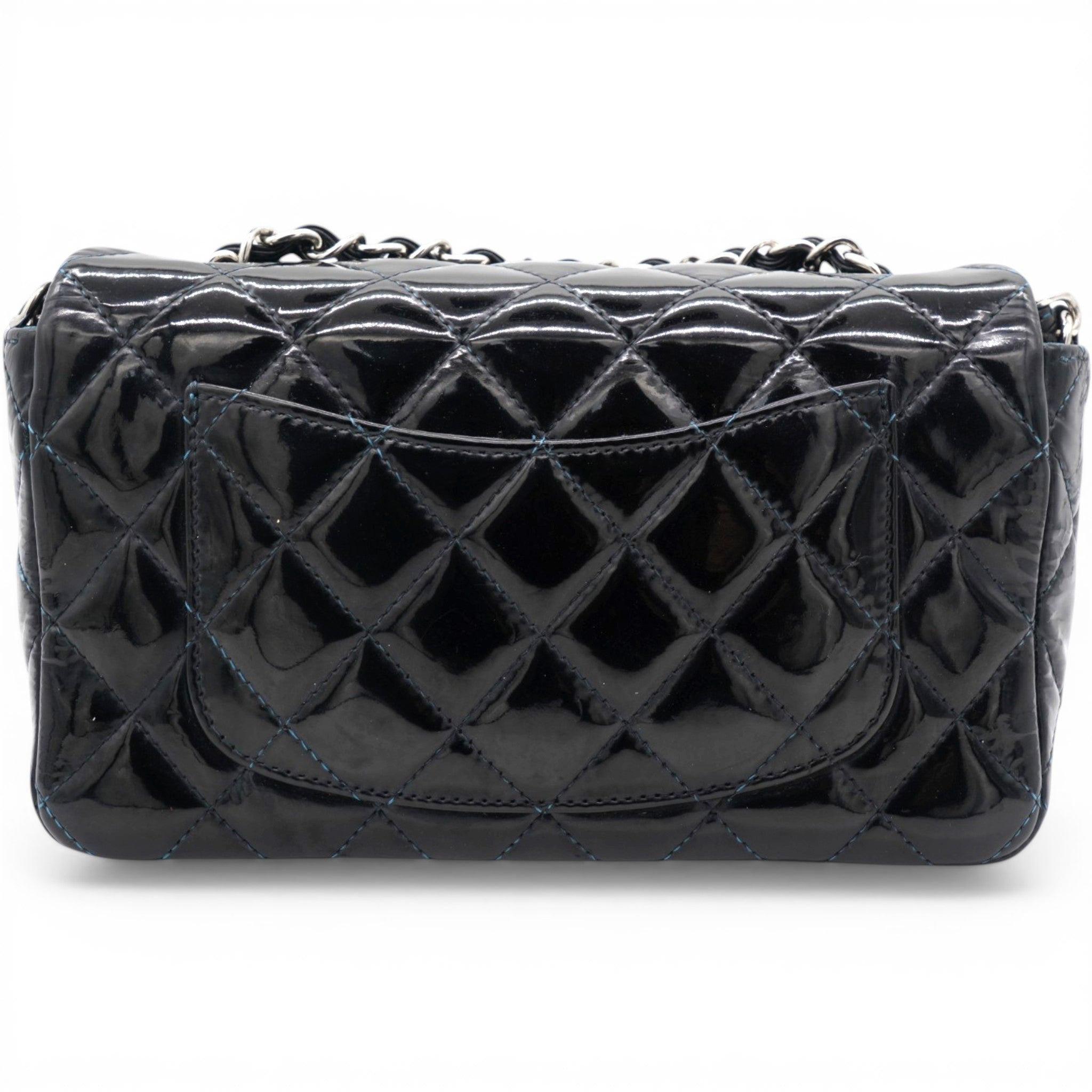 Chanel Patent Leather Quilted Mini Rectangular Flap Black 