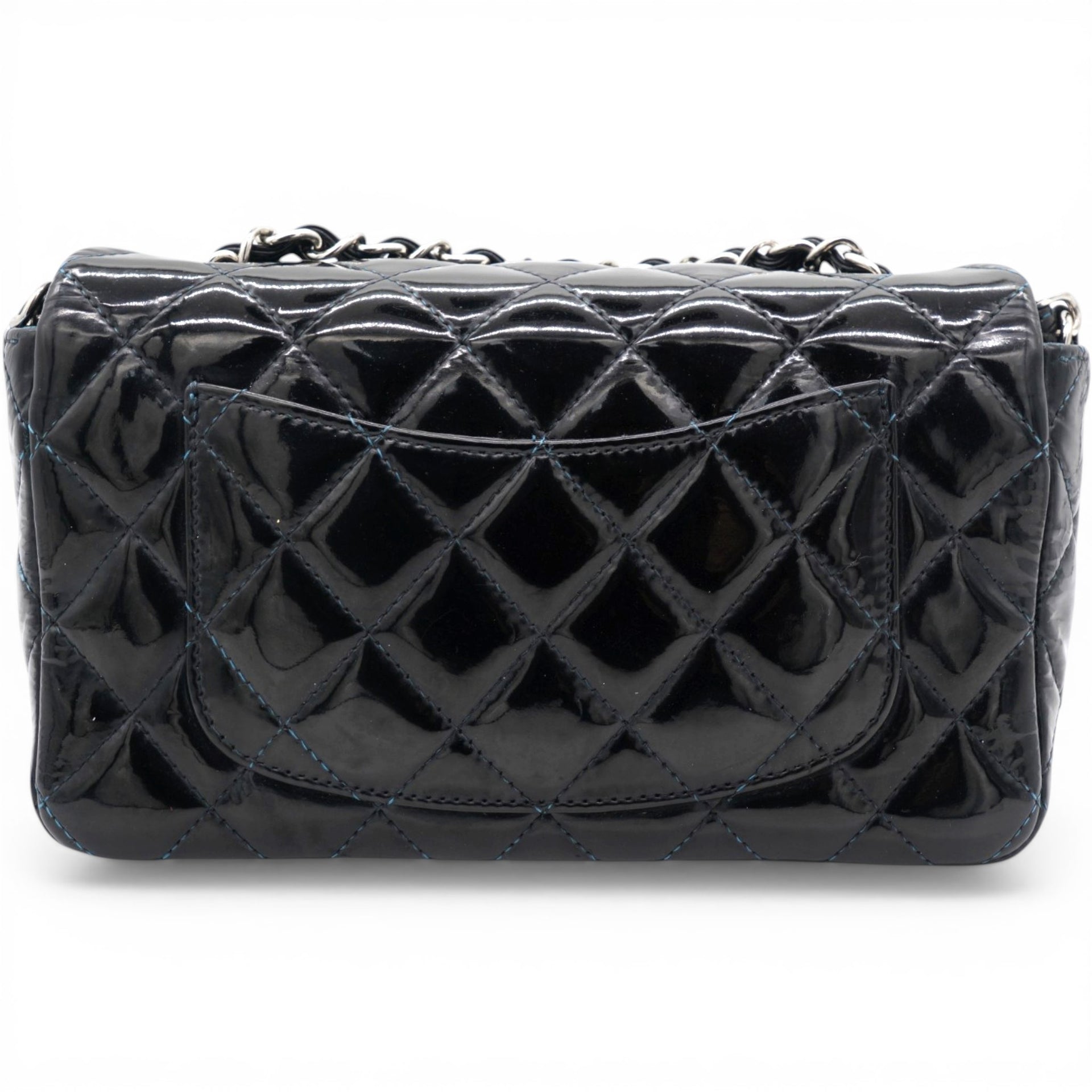 Chanel Patent Leather Quilted Mini Rectangular Flap Black 