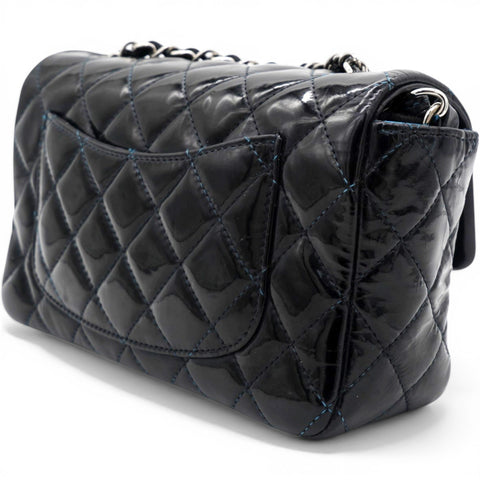 Chanel Patent Leather Quilted Mini Rectangular Flap Black 
