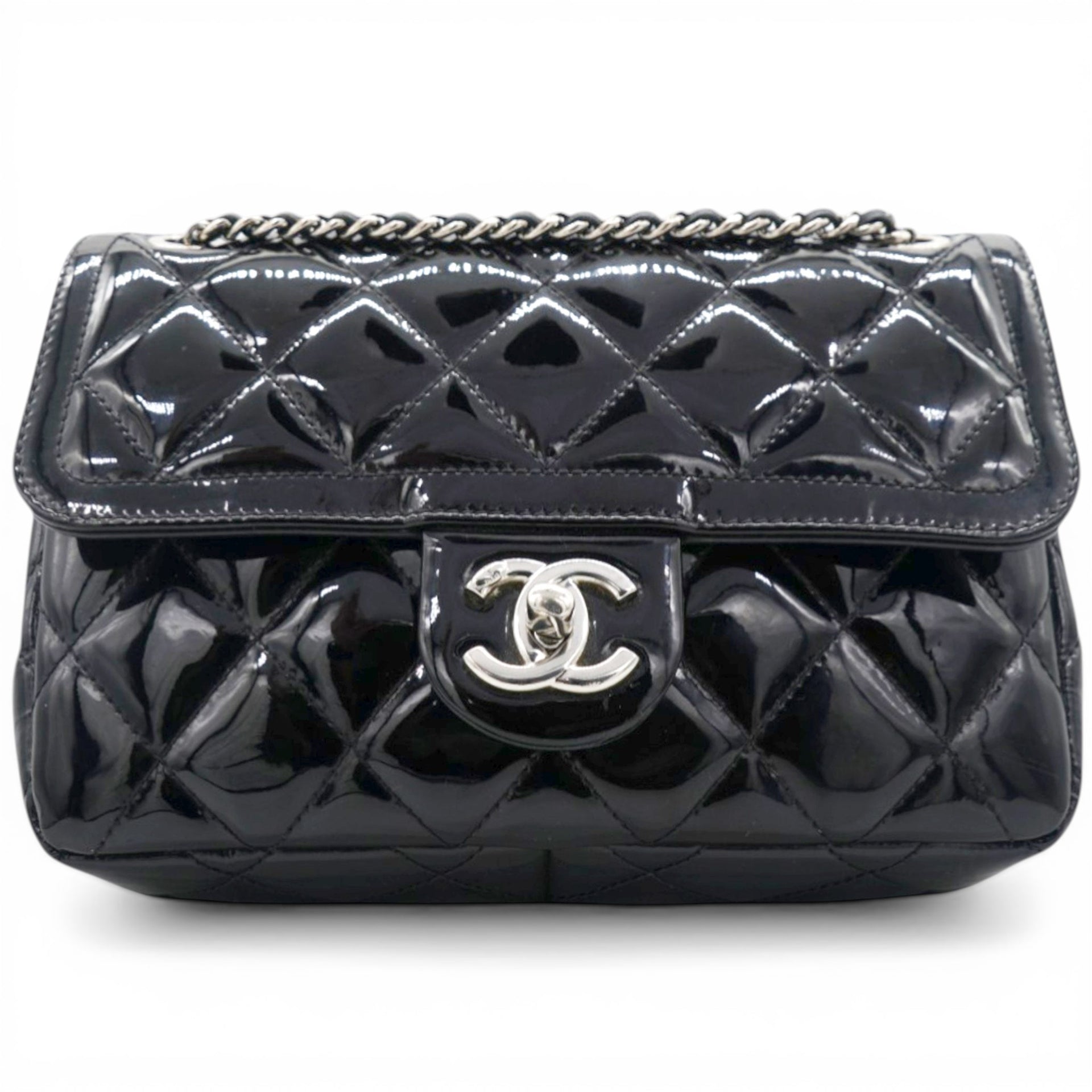 Chanel Patent Quilted Small Coco Shine Flap Black 