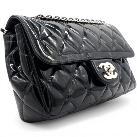 Chanel Patent Quilted Small Coco Shine Flap Black 
