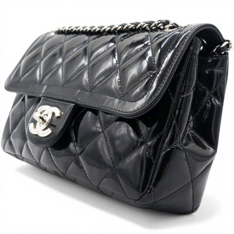 Chanel Patent Quilted Small Coco Shine Flap Black 