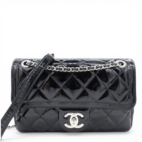 Chanel Patent Quilted Small Coco Shine Flap Black 