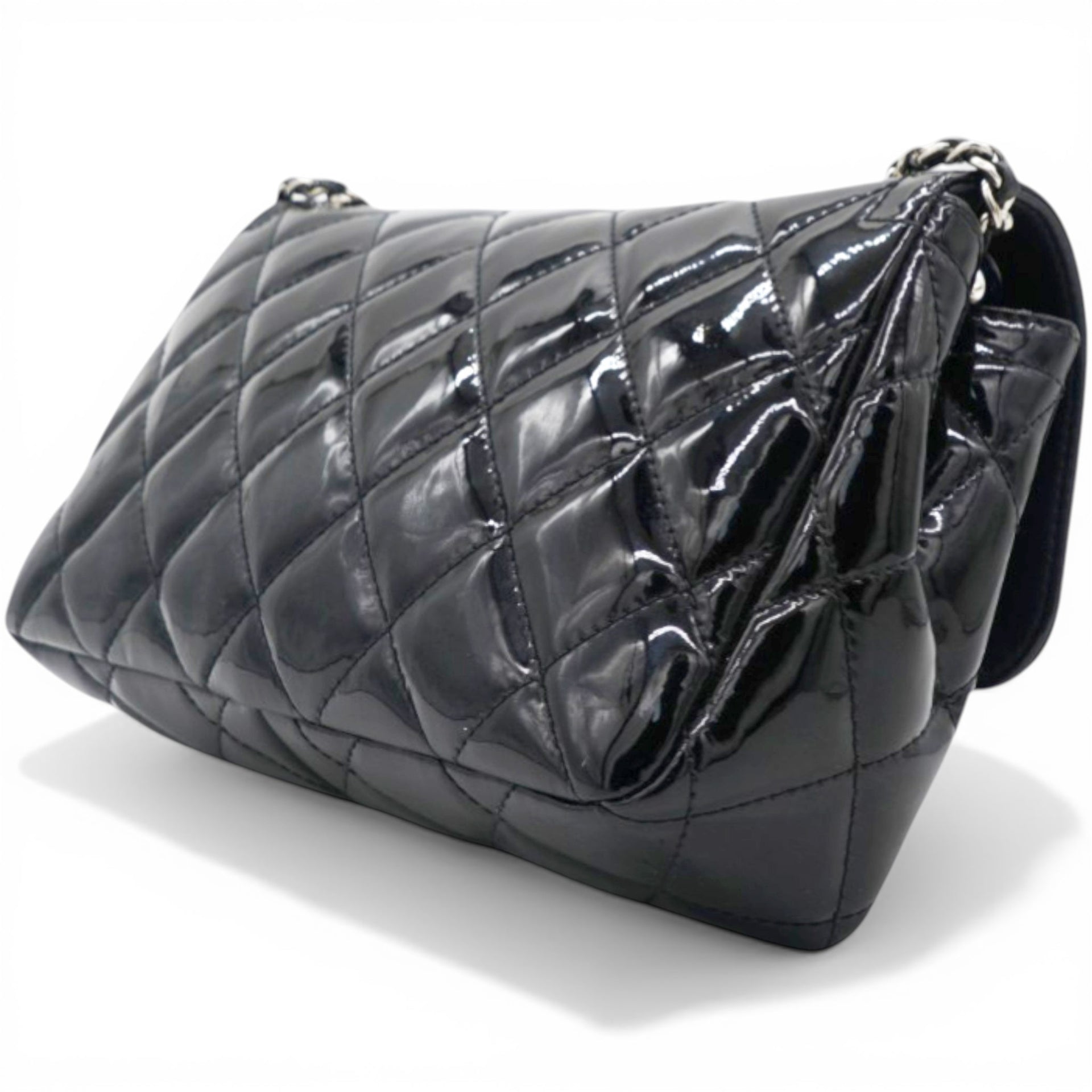 Chanel Patent Quilted Small Coco Shine Flap Black 