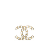 Chanel Pearl CC Brooch Gold 