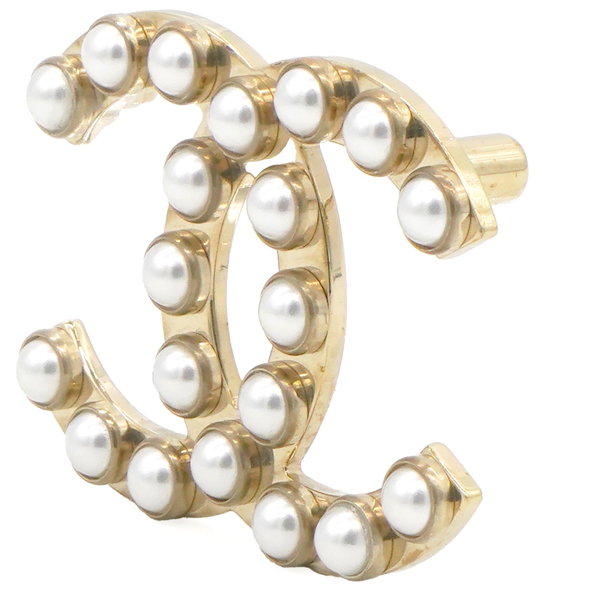 Chanel Pearl CC Brooch Gold 