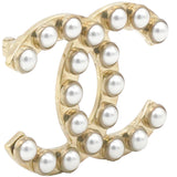 Chanel Pearl CC Brooch Gold 
