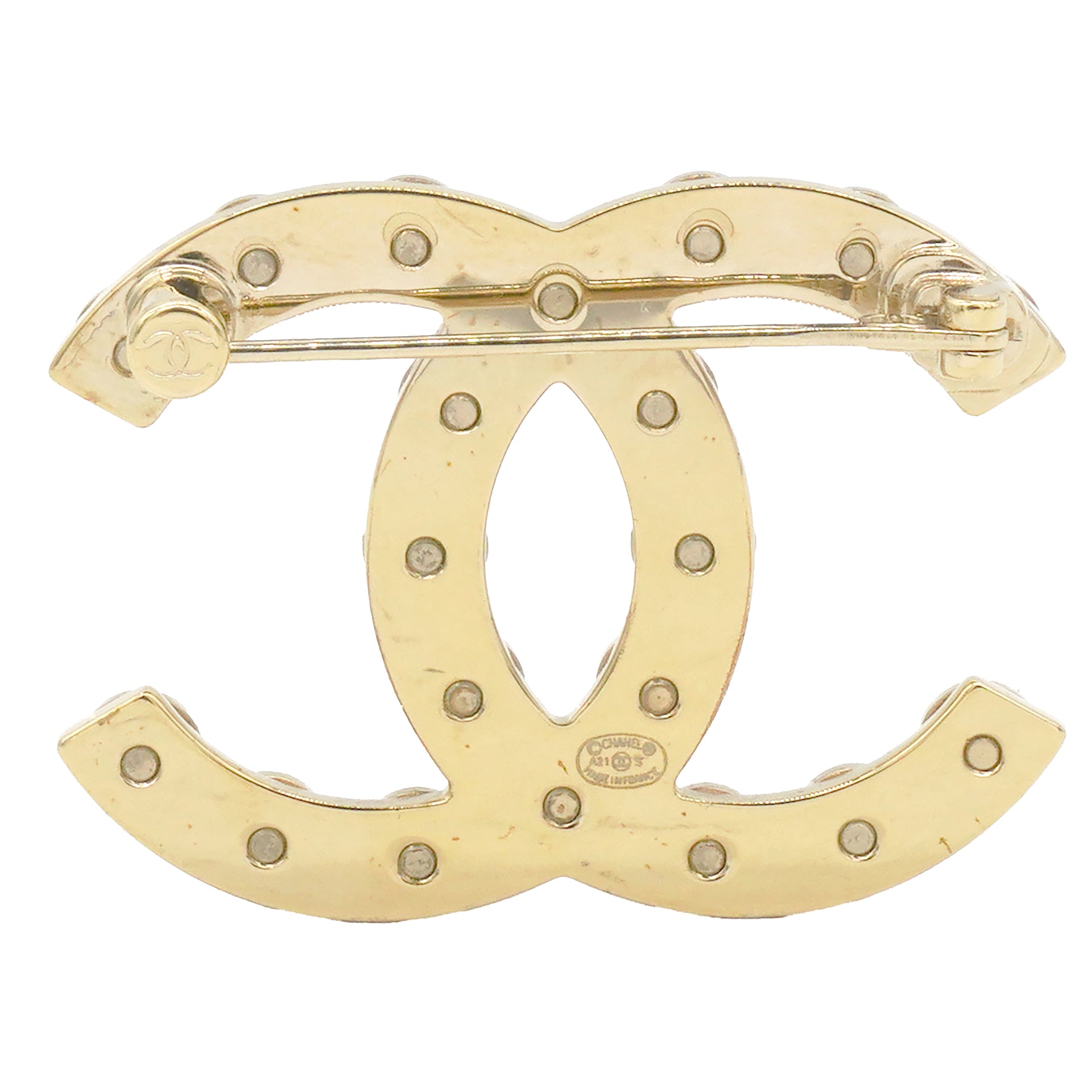 Chanel Pearl CC Brooch Gold 