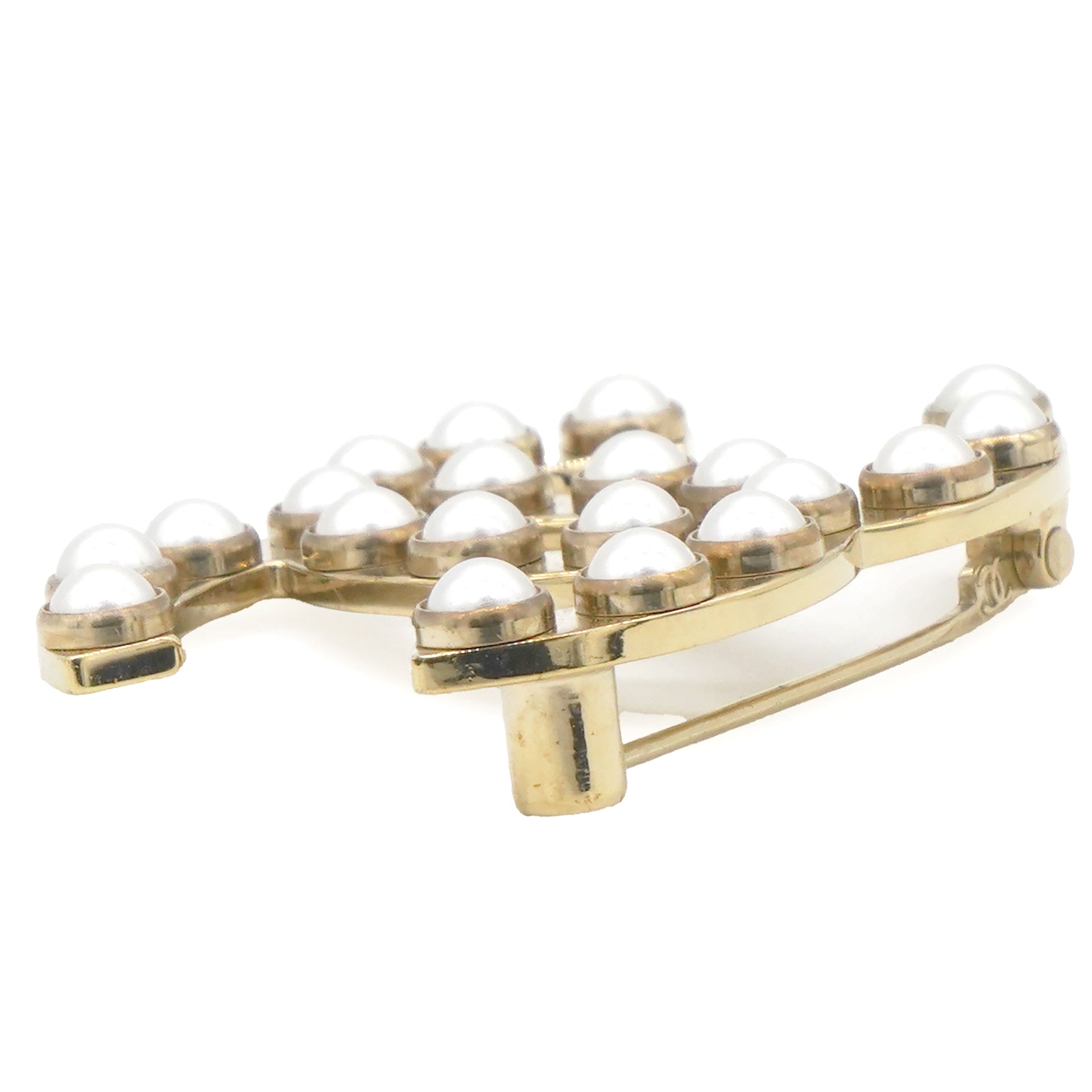 Chanel Pearl CC Brooch Gold 