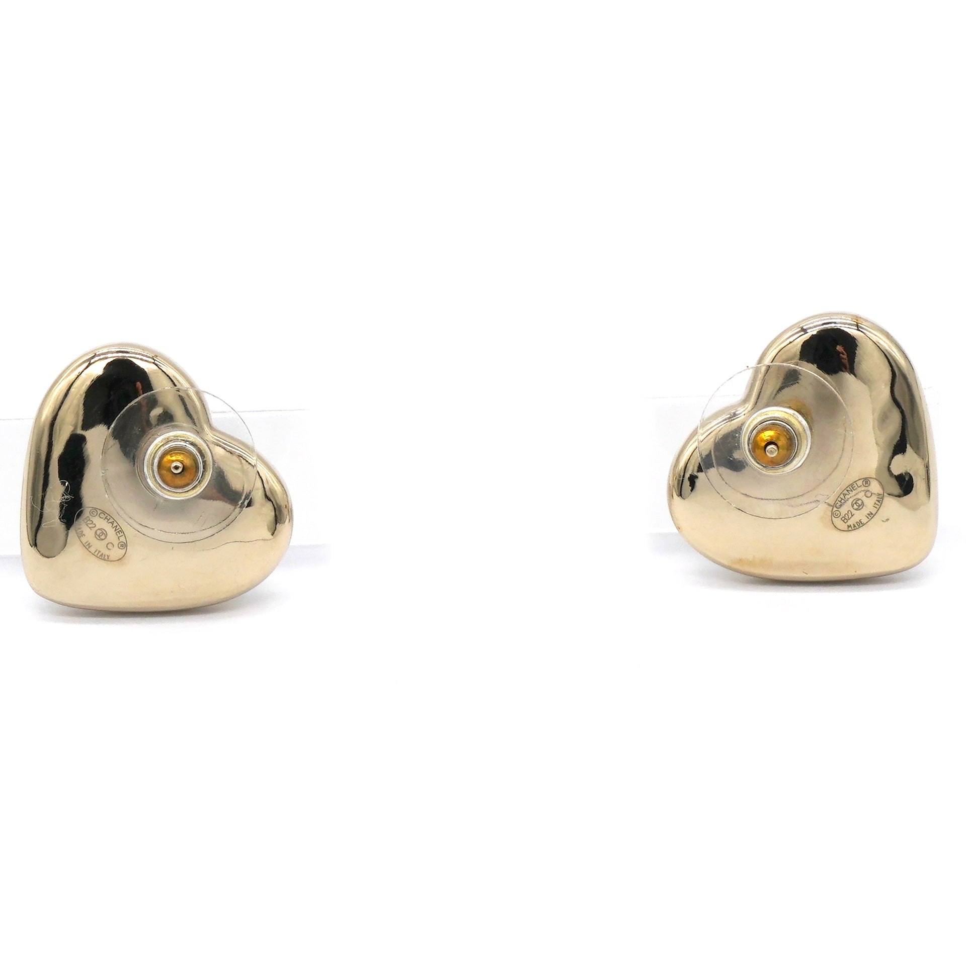 Chanel Pearl CC Heart Earrings Gold 