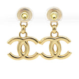 Chanel Pearl Crystal CC Drop Earrings Gold 