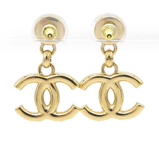 Chanel Pearl Crystal CC Drop Earrings Gold 