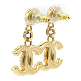 Chanel Pearl Crystal CC Drop Earrings Gold 