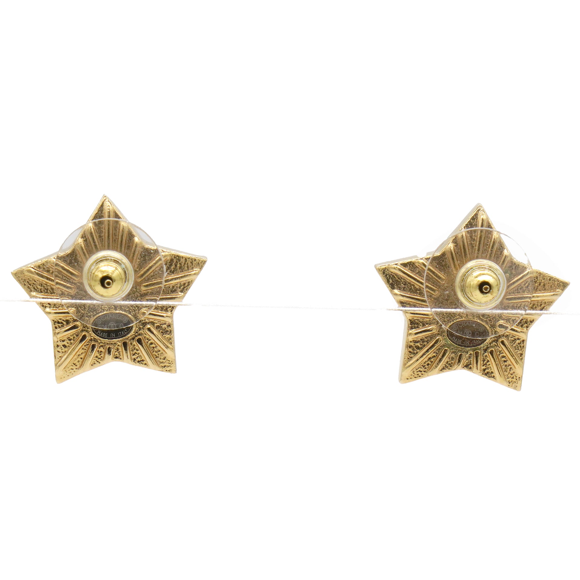Chanel Pearl Crystal CC Star Earrings Gold 
