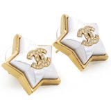 Chanel Pearl Crystal CC Star Earrings Gold 