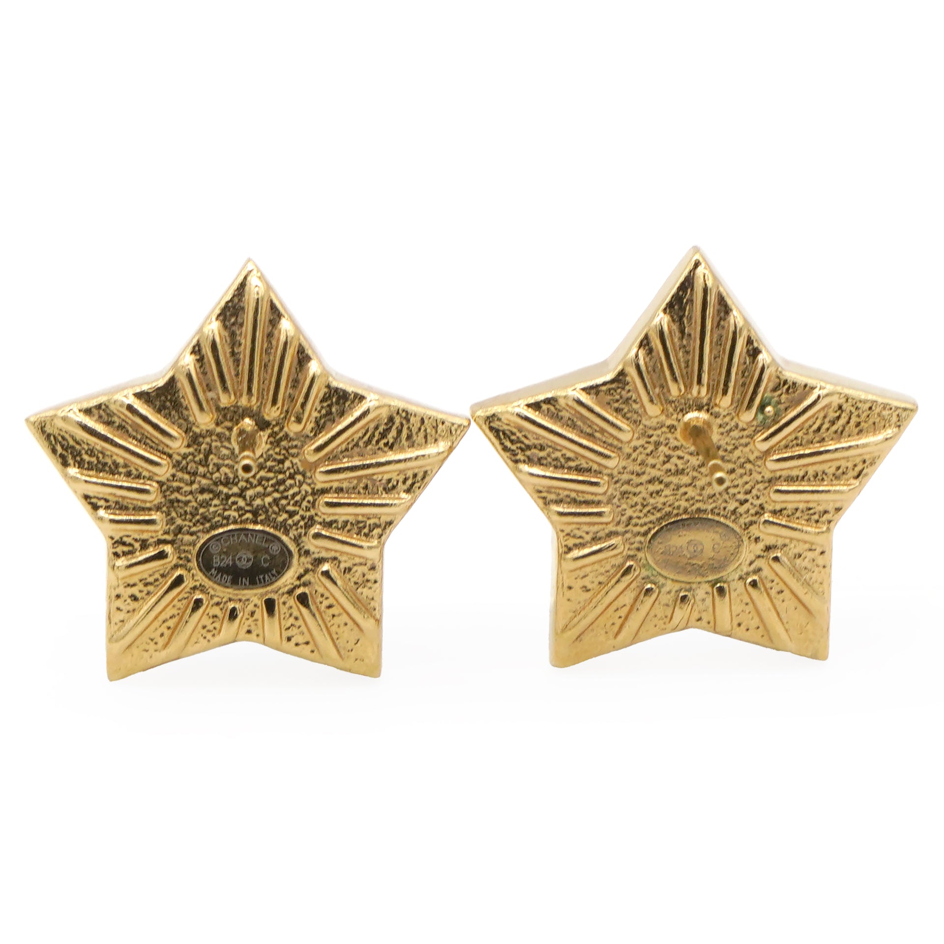 Chanel Pearl Crystal CC Star Earrings Gold 