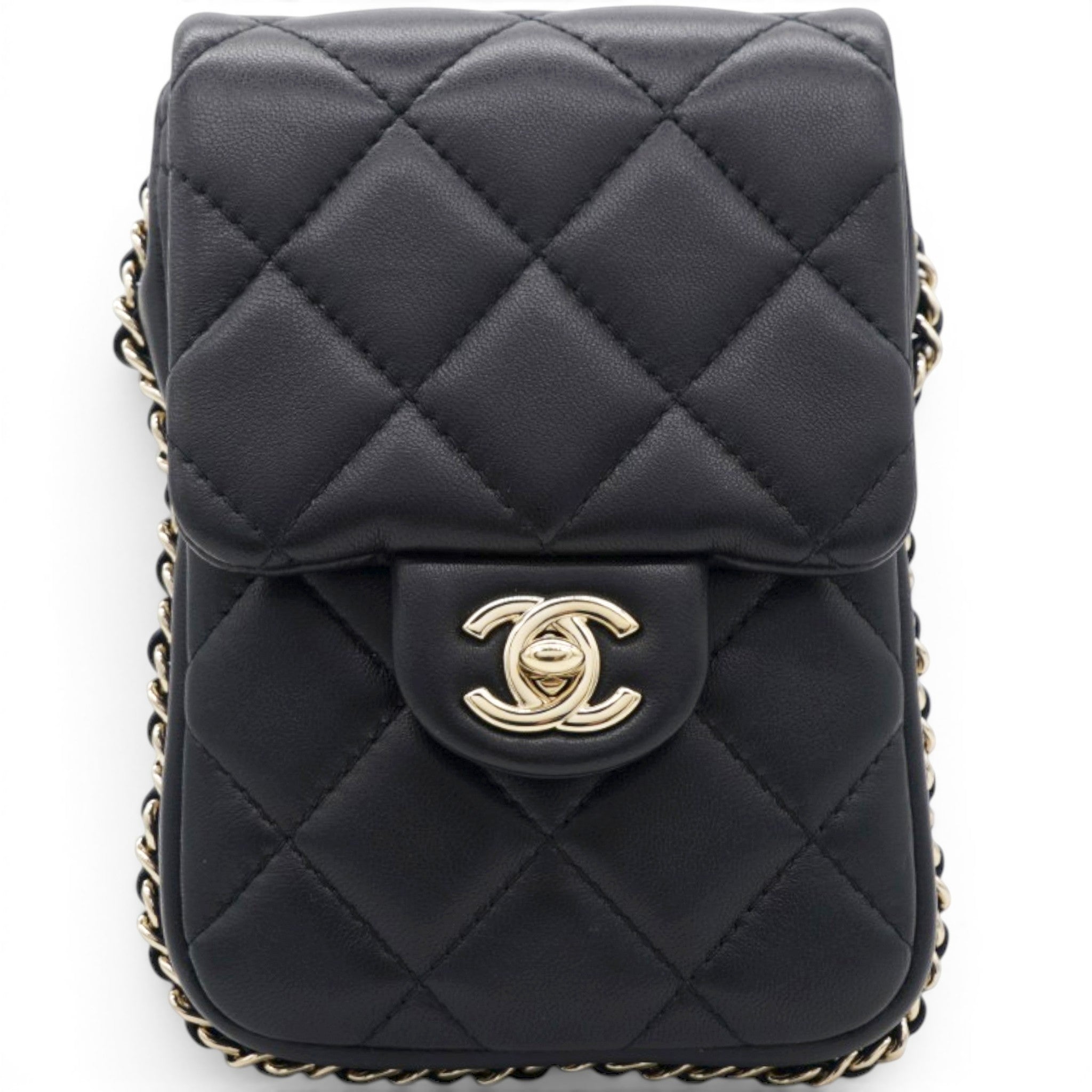 Chanel Phone Holder With Pearl Chain 