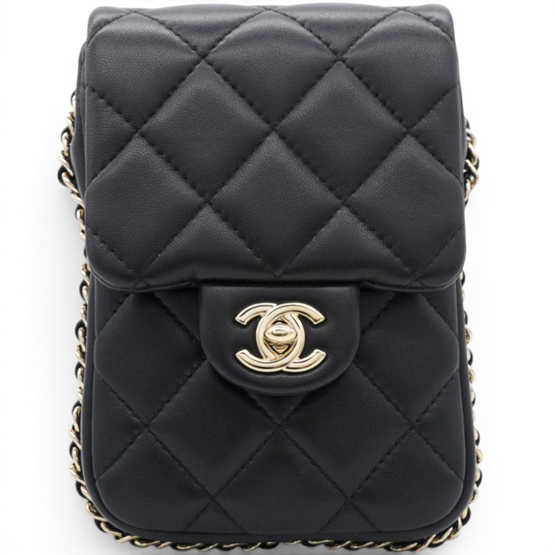 Chanel Phone Holder With Pearl Chain 