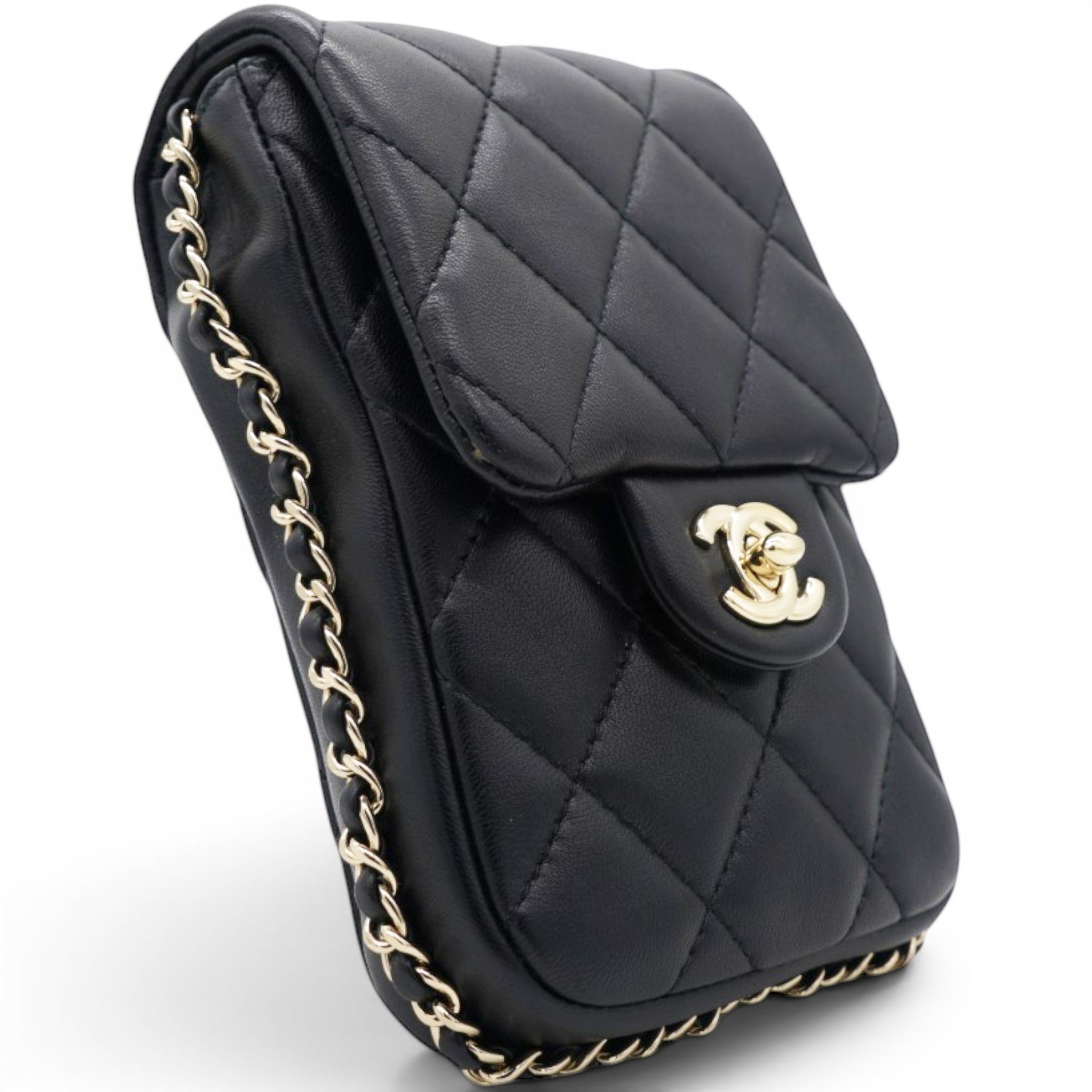 Chanel Phone Holder With Pearl Chain 