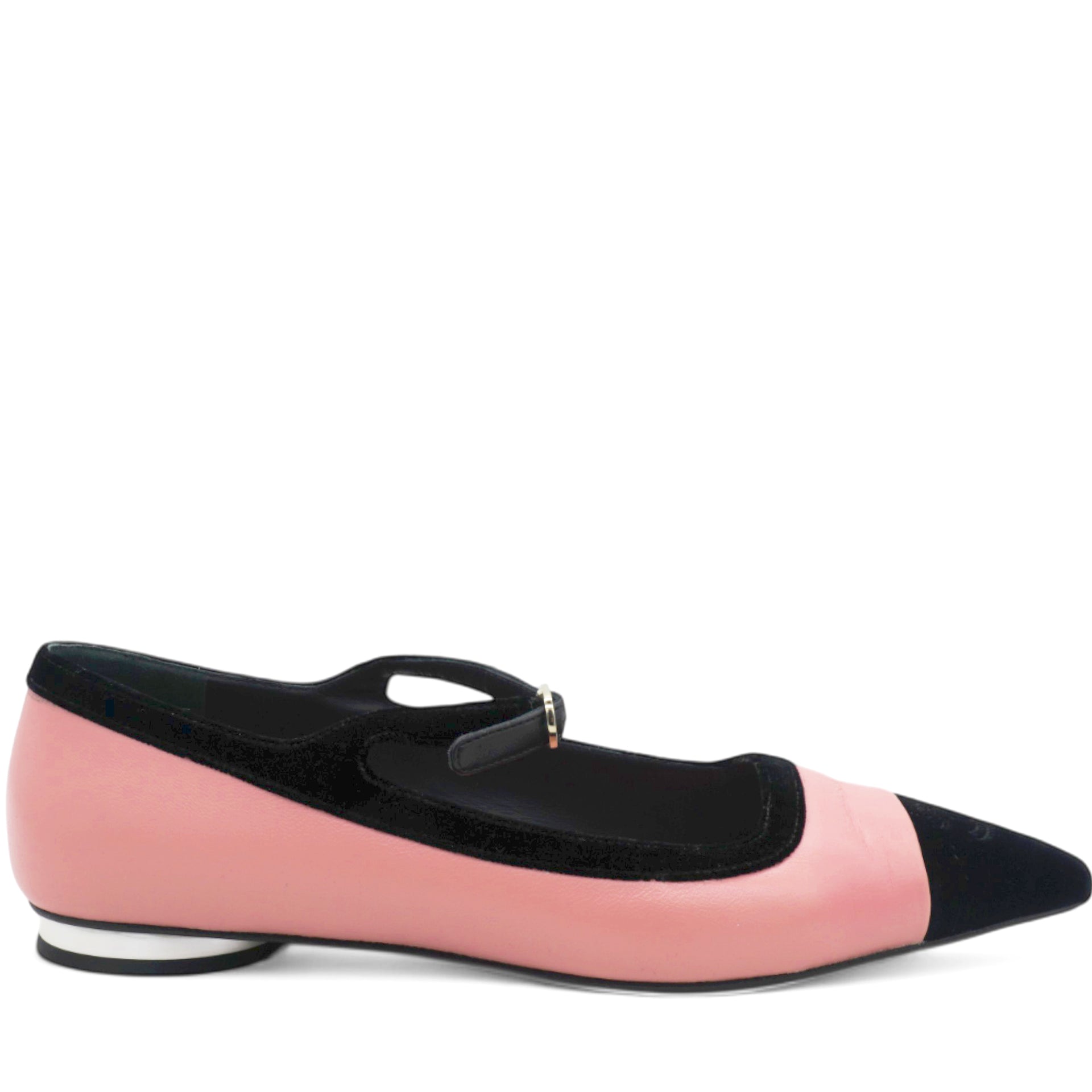 Chanel Pink Leather 22k Mary Jane Ballet Flats Shoe Size38 