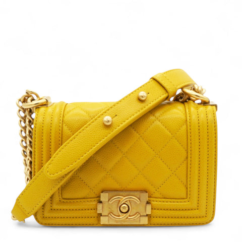 Chanel  Quilted Micro Boy Flap Yellow 