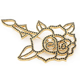 Chanel Rose Motif Crystal Brooch Gold 