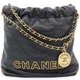 Chanel Shiny Calfskin Quilted Mini Chanel 22 Black 