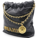 Chanel Shiny Calfskin Quilted Mini Chanel 22 Black 