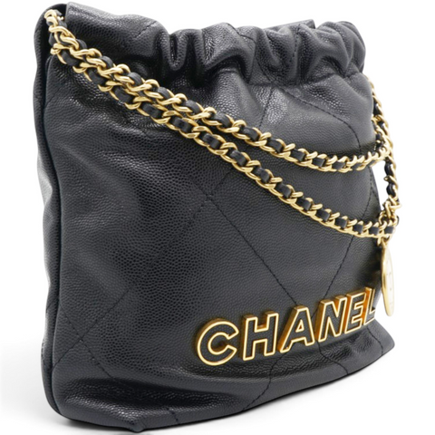 Chanel Shiny Calfskin Quilted Mini Chanel 22 Black 