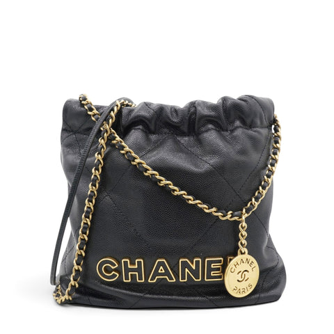 Chanel Shiny Calfskin Quilted Mini Chanel 22 Black 