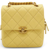 Chanel Shiny Caviar Quilted Chain Melody Backpack Yellow 