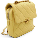 Chanel Shiny Caviar Quilted Chain Melody Backpack Yellow 