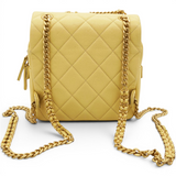 Chanel Shiny Caviar Quilted Chain Melody Backpack Yellow 